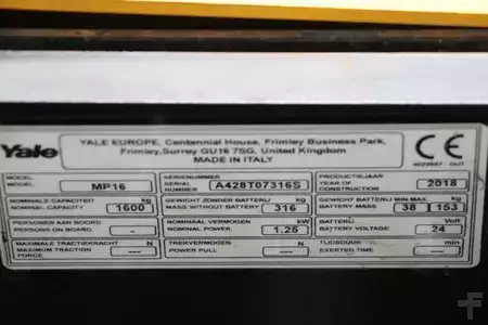 Nízkozdvižný vozík 2018  Yale MP16 (4)