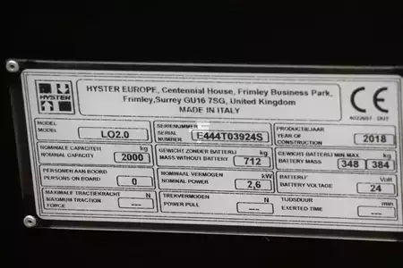 Horizontální vychystávací vozík 2018  Hyster LO2.0 (4)