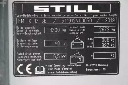 Chariots à mât rétractable 2019  Still FM-X 17 SE (4)