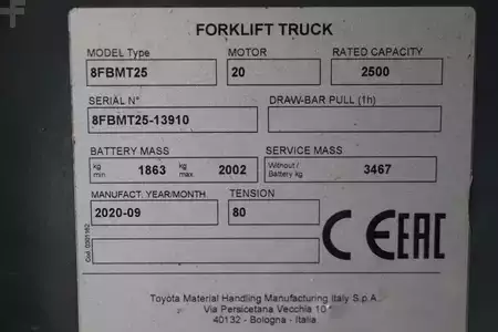 Eléctrico - 4 rodas 2020  Toyota 8FBMT25 (4)