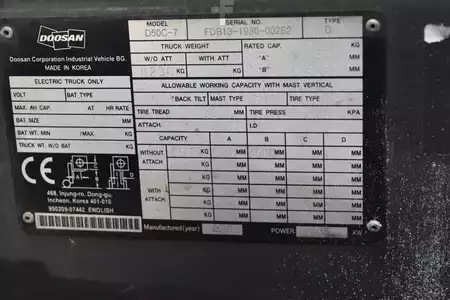 Wózki widłowe diesel 2018  Doosan D50C-7 (4)