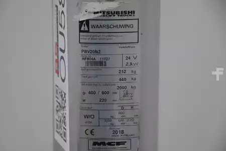 Wózki niskiego podnoszenia 2018  Mitsubishi PBV20N2 (4)