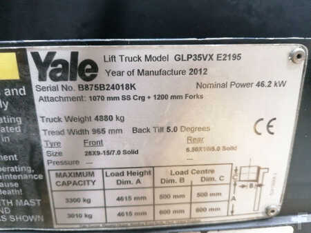 Chariot élévateur gaz 2012  Yale GLP35VX (10)