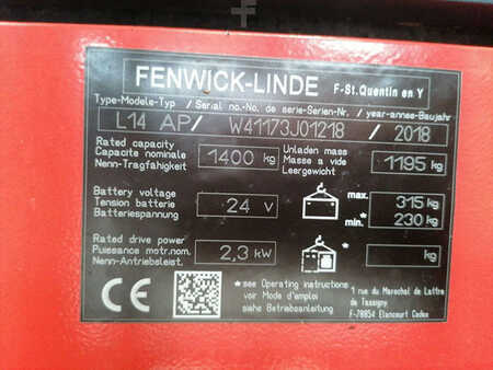 Hochhubwagen 2018  Linde L14 AP (9)