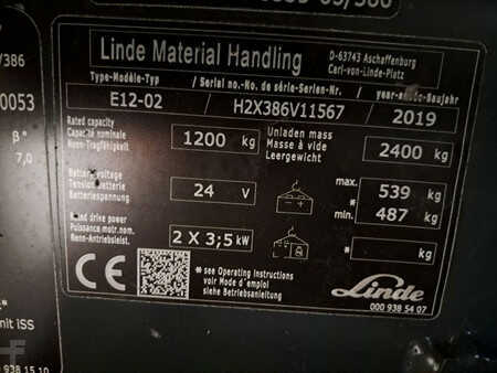 Elektryczne 3-kołowe 2019  Linde E12-02 (9)