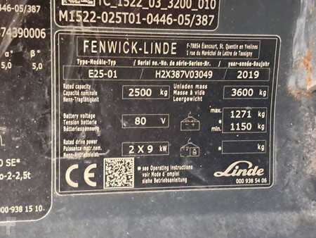 4-wiel elektrische heftrucks 2019  Linde E25-01 (11)