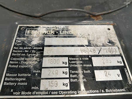 Porta-paletes elétrico 2003  Linde T16 (8)