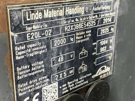 3-wiel elektrische heftrucks 2014  Linde E20L-02 (11)