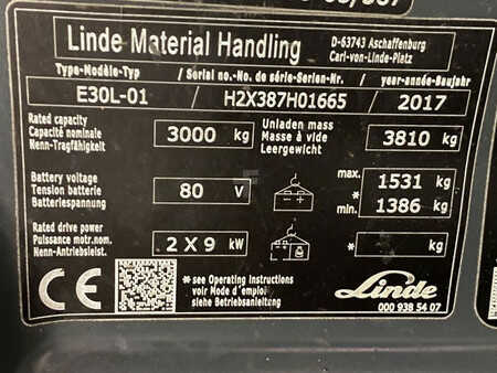 Elektro čtyřkolový VZV 2017  Linde E30L-01 (11)
