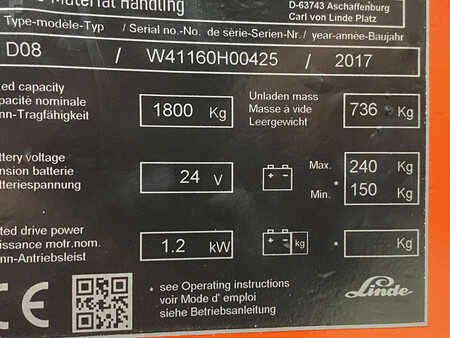 Ruční vysokozdvižný vozík 2017  Linde D08 (9)