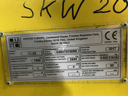 Elektrisk- 4 hjul 2017  Hyster C1.5S (11)