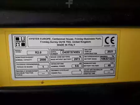 Elektryczne 4-kołowe 2021  Hyster R2.0 (21)