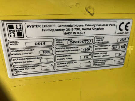 Sähkö - 4 pyör 2020  Hyster RS1.6 (8)