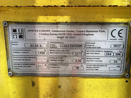 Pallet Stackers 2017  Hyster S1.5S IL (9)