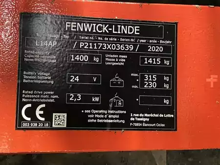 Wózek wysokiego podnoszenia 2020  Linde L14AP (9)