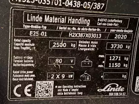 4-wiel elektrische heftrucks 2020  Linde E25-01 (11)