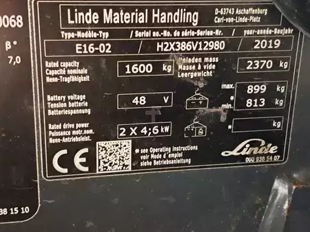 3-wiel elektrische heftrucks  Linde E16-02 (11)
