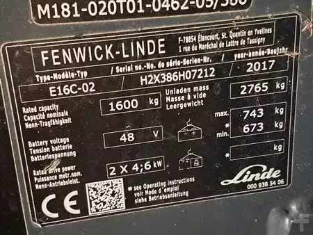 Carrelli elettrici 3 ruote 2017  Linde E16C-02 (11)