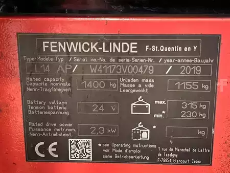 Wózek wysokiego podnoszenia 2019  Linde L14 AP (9)