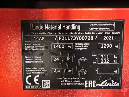 Wózki niskiego podnoszenia  Linde L14AP (9)