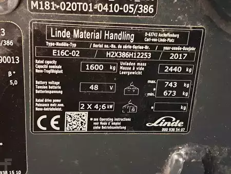 Eléctrica de 3 ruedas 2017  Linde E16C-02 (11)