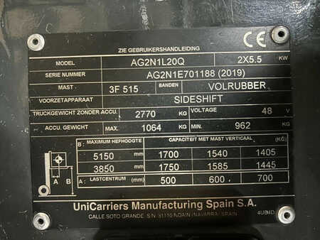 Eléctrica de 3 ruedas 2019  Unicarriers AG2N1L20Q (6)