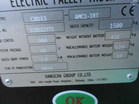 Nízkozdvižný vozík 2024  HC (Hangcha) DBD15-AMC1-IRT - 0009 (11)