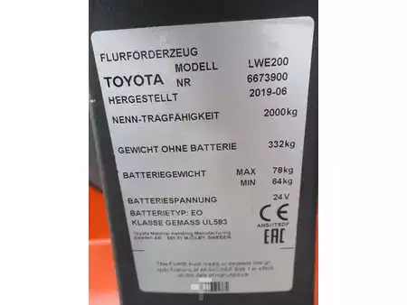 Porta-paletes elétrico 2019  Toyota LWE200 (9)