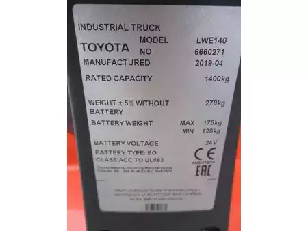 Elektrische palletwagens 2019  Toyota LWE140 (9)