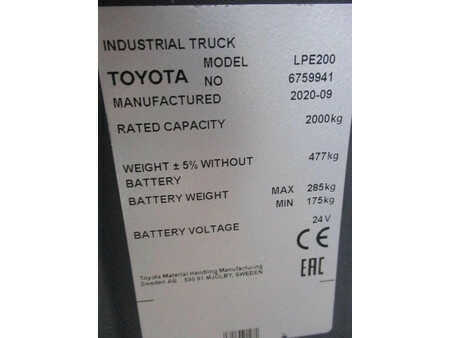 Niederhubwagen 2020  Toyota LPE200 (10)