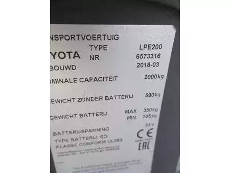 Transpallet elettrici 2018  Toyota LPE200 (10)