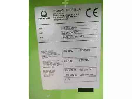Wózek wysokiego podnoszenia 2004  Pramac HX10E-L540 (11)
