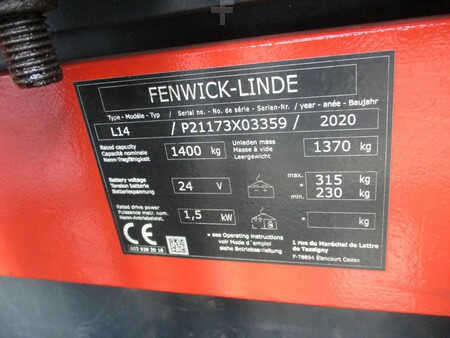 Wózek wysokiego podnoszenia 2020  Linde L14 (14)