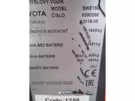 Ruční vysokozdvižný vozík 2018  Toyota SWE160 (12)