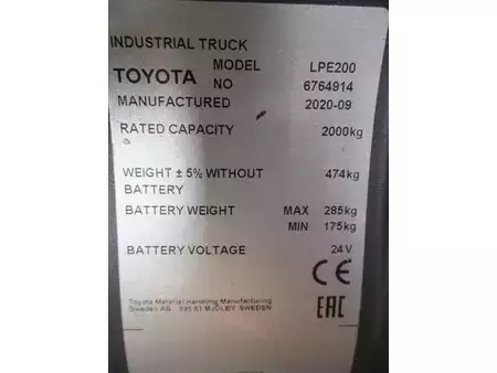 Transpallet elettrici 2020  Toyota LPE200 (10)