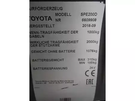Ruční vysokozdvižný vozík 2018  Toyota SPE200D (14)