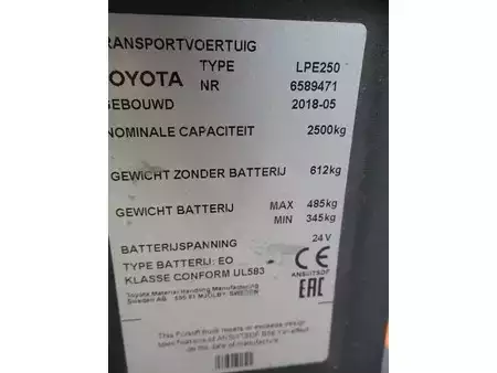 Transpallet elettrici 2018  Toyota LPE250 (10)