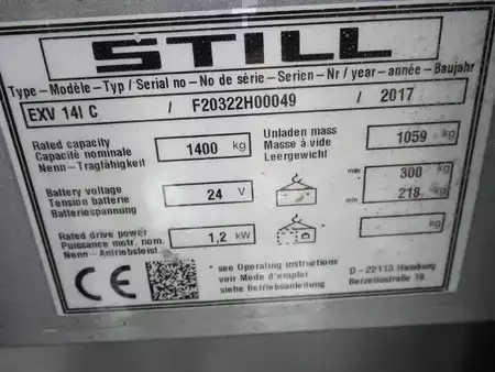 Wózek wysokiego podnoszenia 2017  Still EXV14C (14)