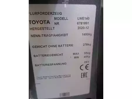 Elektrische palletwagens 2020  Toyota LWE140 (8)