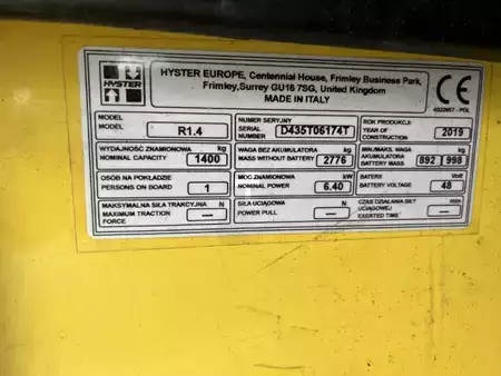 Chariots à mât rétractable 2019  Hyster R1.4 (4)