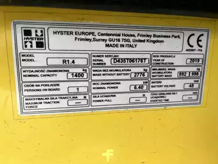 Chariots à mât rétractable 2019  Hyster R1.4 (4)