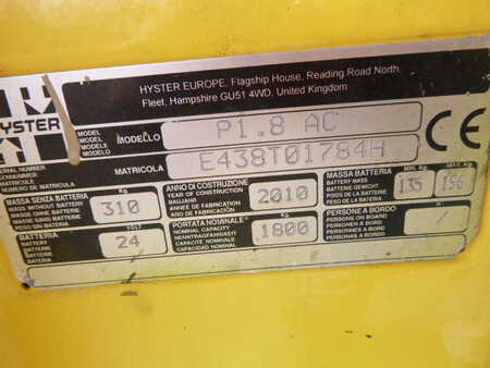 Wózki niskiego podnoszenia 2010  Hyster P-1.8-AC (3) 
