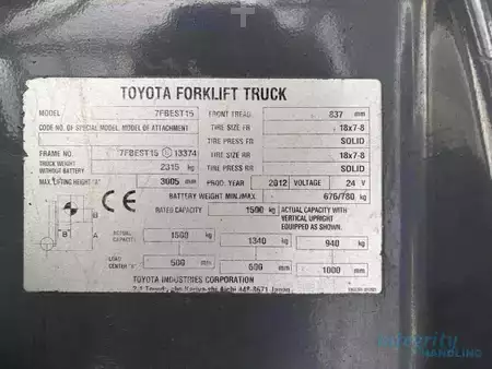 3-wiel elektrische heftrucks 2012  Toyota 7FBEST15 (4)