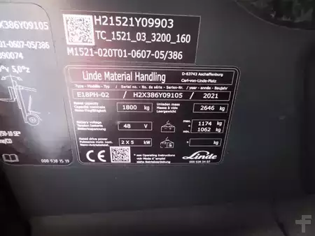 Carrelli elettrici 3 ruote 2021  Linde E18-02 (6)