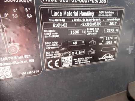 3-wiel elektrische heftrucks 2017  Linde E16H-02 (3)