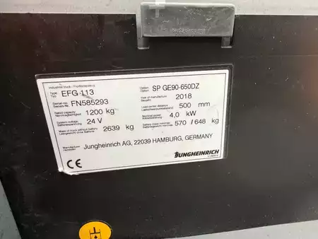 Elektro tříkolové VZV 2018  Jungheinrich EFG 113 SP GE 90-650 DZ (12)