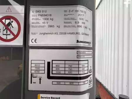 Horizontale orderpickers 2017  Jungheinrich EKS 312 Z+F 100-56 750 DZ (3)