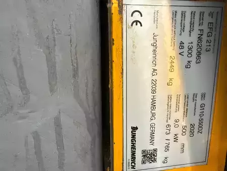 Eléctrica de 3 ruedas 2020  Jungheinrich EFG 213 SP G+ZVG 110-550 DZ (3)