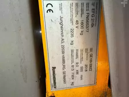 Eléctrica de 3 ruedas 2018  Jungheinrich EFG 216k SP GE 120-330 ZZ (3)