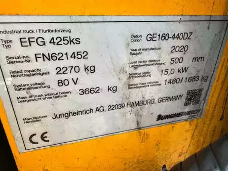 El truck - 4 hjulet 2020  Jungheinrich EFG 425ks SP ZVG-GE 160-440DZ (5)